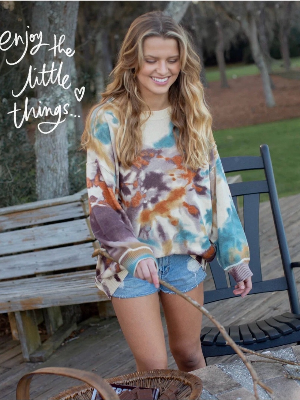 Natural Life Taylor Oversized Cotton Sweater - Sunset Tie-Dye Size S/M